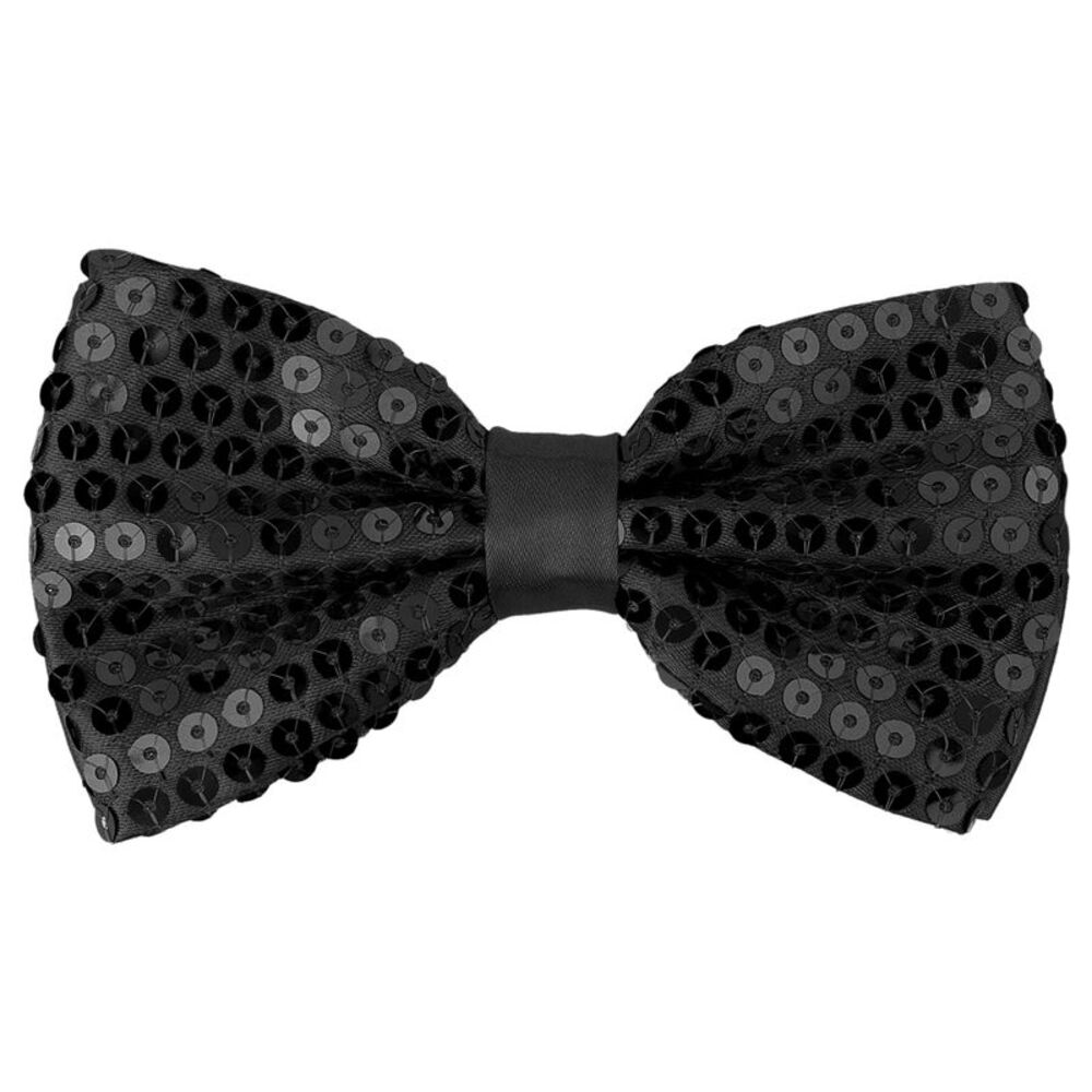 Sequin Shiny Bowtie Sparkling Adjustable Neck Solid Color Bow Ties Black